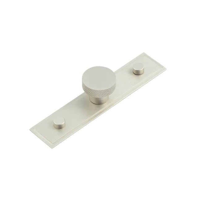 This is an image showing the Frelan - Wenlock Cupboard Knobs 30mm Stepped Backplate Satin Nickel available to order from Trade Door Handles in Kendal