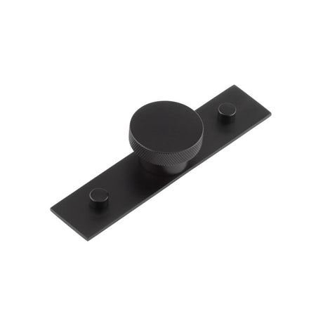 High quality image of Hoxton - Wenlock Cupboard Knobs 40mm Plain Backplate Matt Black Sku. HOX-140MB-5090MB
