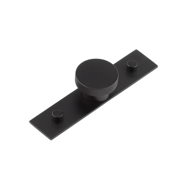 This is an image showing the Frelan - Wenlock Cupboard Knobs 40mm Plain Backplate Matt Black available to order from Trade Door Handles in Kendal