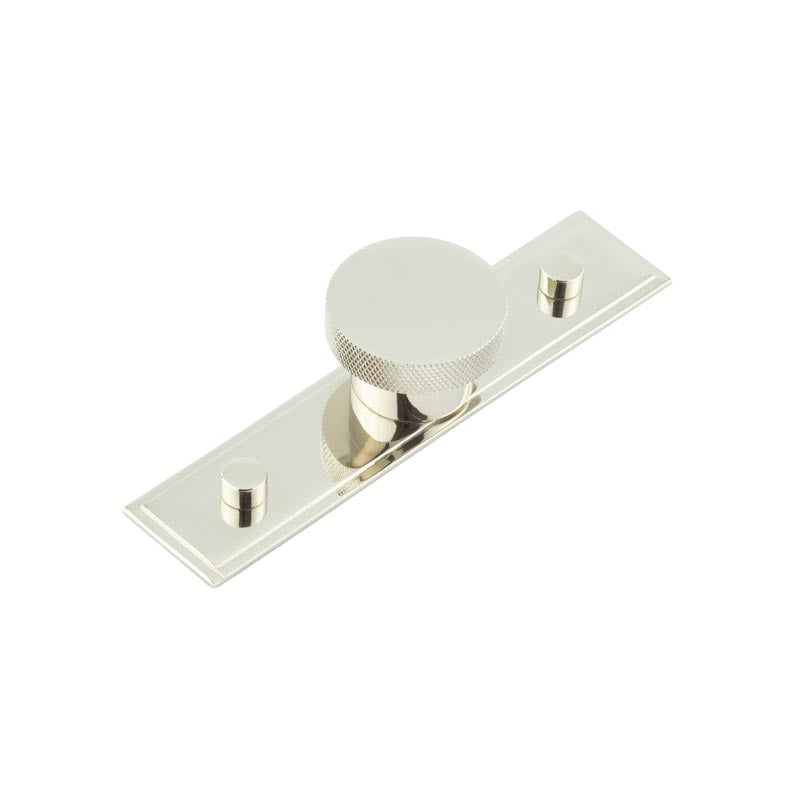 High quality image of Hoxton - Wenlock Cupboard Knobs 40mm Stepped Backplate Polished Nickel Sku. HOX-140PN-6090PN