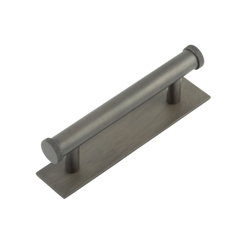 High quality image of Hoxton - Wenlock Cabinet Handles 96mm Ctrs Plain Backplate Dark Bronze Sku. HOX-150DB-5050DB