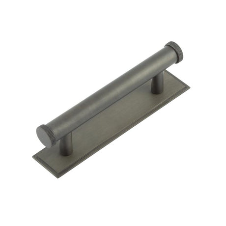 High quality image of Hoxton - Wenlock Cabinet Handles 96mm Ctrs Stepped Backplate Dark Bronze Sku. HOX-150DB-6050DB