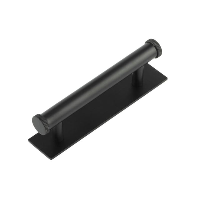 High quality image of Hoxton - Wenlock Cabinet Handles 96mm Ctrs Plain Backplate Matt Black Sku. HOX-150MB-5050MB