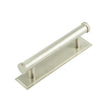 High quality image of Hoxton - Wenlock Cabinet Handles 96mm Ctrs Stepped Backplate Satin Nickel Sku. HOX-150SN-6050SN