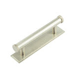 High quality image of Hoxton - Wenlock Cabinet Handles 96mm Ctrs Stepped Backplate Satin Nickel Sku. HOX-150SN-6050SN