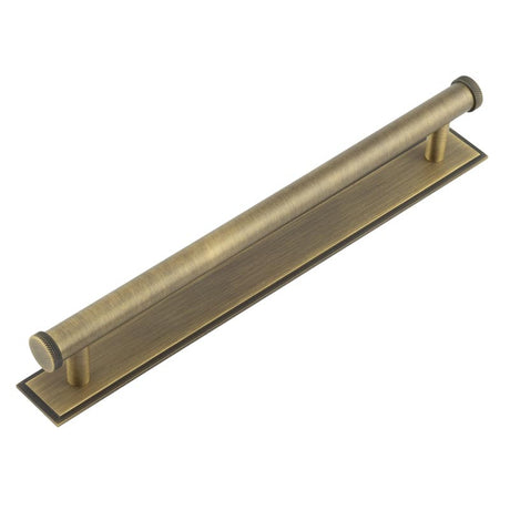 High quality image of Hoxton - Wenlock Cabinet Handles 224mm Ctrs Stepped Backplate Antique Brass Sku. HOX-160AB-6060AB
