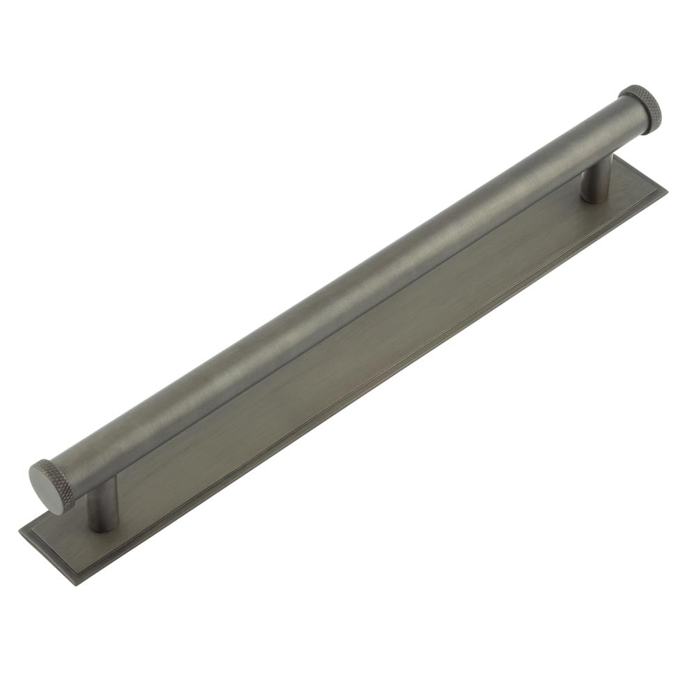 High quality image of Hoxton - Wenlock Cabinet Handles 224mm Ctrs Stepped Backplate Dark Bronze Sku. HOX-160DB-6060DB