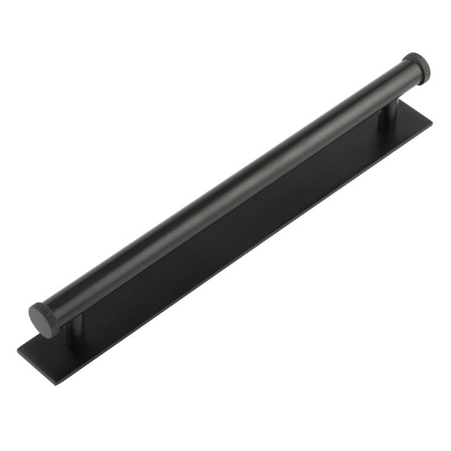 High quality image of Hoxton - Wenlock Cabinet Handles 224mm Ctrs Plain Backplate Matt Black Sku. HOX-160MB-5060MB