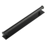 High quality image of Hoxton - Wenlock Cabinet Handles 224mm Ctrs Stepped Backplate Matt Black Sku. HOX-160MB-6060MB