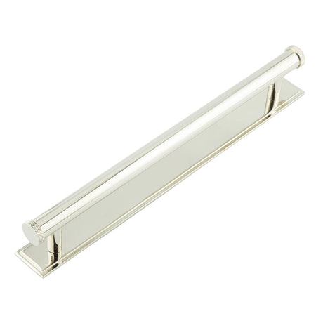 High quality image of Hoxton - Wenlock Cabinet Handles 224mm Ctrs Stepped Backplate Polished Nickel Sku. HOX-160PN-6060PN