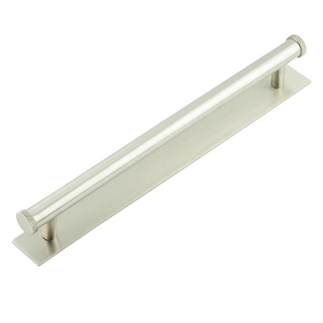 High quality image of Hoxton - Wenlock Cabinet Handles 224mm Ctrs Plain Backplate Satin Nickel Sku. HOX-160SN-5060SN