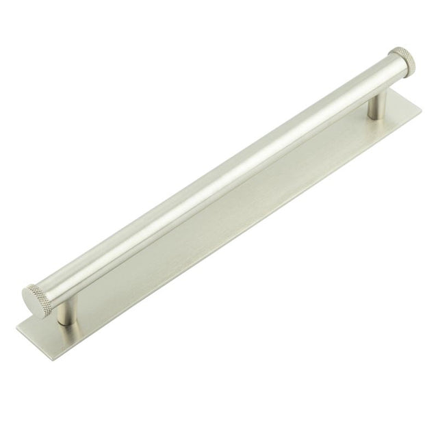 High quality image of Hoxton - Wenlock Cabinet Handles 224mm Ctrs Plain Backplate Satin Nickel Sku. HOX-160SN-5060SN