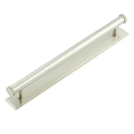 High quality image of Hoxton - Wenlock Cabinet Handles Stepped Backplate Satin Nickel Sku. HOX-160SN-6060SN