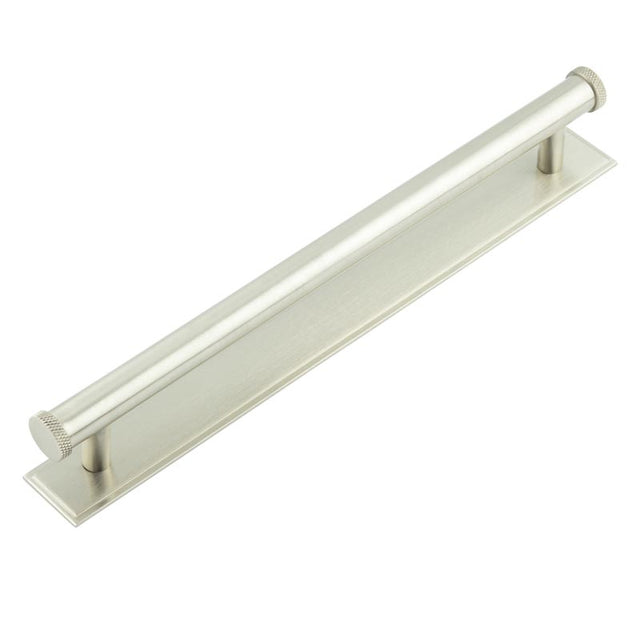 High quality image of Hoxton - Wenlock Cabinet Handles Stepped Backplate Satin Nickel Sku. HOX-160SN-6060SN