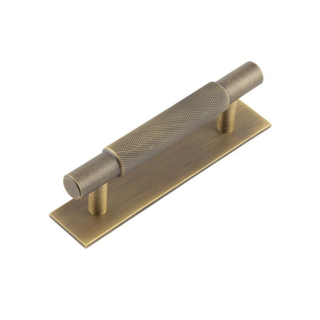 High quality image of Hoxton - Taplow Cabinet Handles 96mm Ctrs Plain Backplate Antique Brass Sku. HOX-2050AB-5050AB