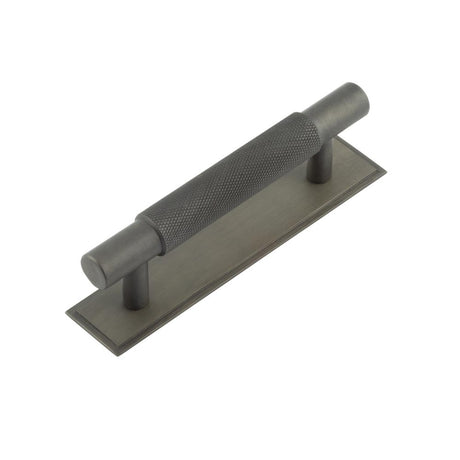 High quality image of Hoxton - Taplow Cabinet Handles 96mm Ctrs Stepped Backplate Dark Bronze Sku. HOX-2050DB-6050DB