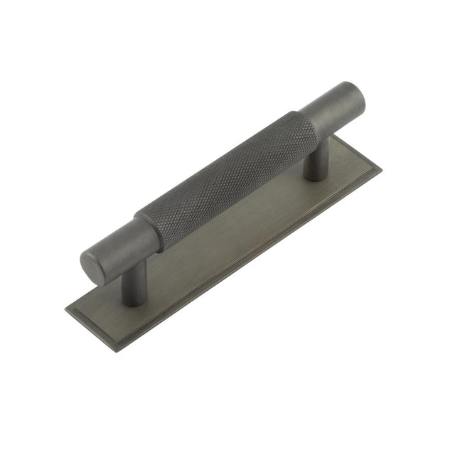 High quality image of Hoxton - Taplow Cabinet Handles 96mm Ctrs Stepped Backplate Dark Bronze Sku. HOX-2050DB-6050DB