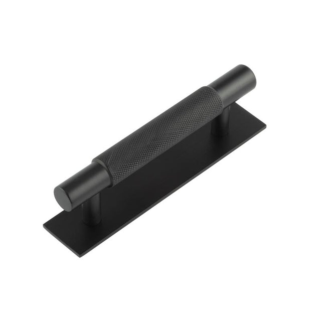 High quality image of Hoxton - Taplow Cabinet Handles 96mm Ctrs Plain Backplate Matt Black Sku. HOX-2050MB-5050MB