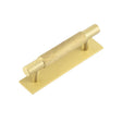 High quality image of Hoxton - Taplow Cabinet Handles 96mm Ctrs Plain Backplate Satin Brass Sku. HOX-2050SB-5050SB