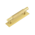 High quality image of Hoxton - Taplow Cabinet Handles 96mm Ctrs Stepped Backplate Satin Brass Sku. HOX-2050SB-6050SB