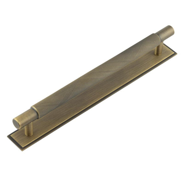 High quality image of Hoxton - Taplow Cabinet Handles 224mm Ctrs Stepped Backplate Antique Brass Sku. HOX-2060AB-6060AB