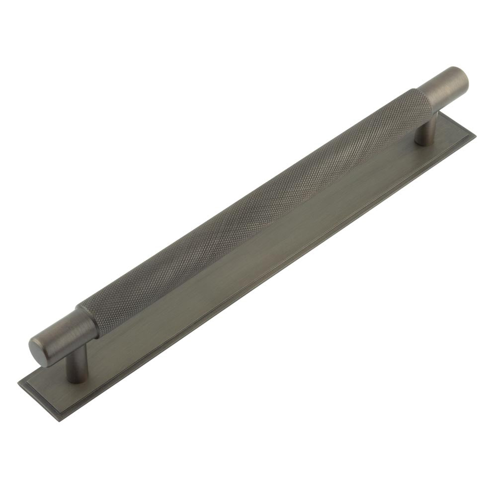 High quality image of Hoxton - Taplow Cabinet Handles 224mm Ctrs Stepped Backplate Dark Bronze Sku. HOX-2060DB-6060DB