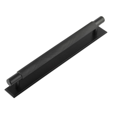 High quality image of Hoxton - Taplow Cabinet Handles 224mm Ctrs Stepped Backplate Matt Black Sku. HOX-2060MB-6060MB