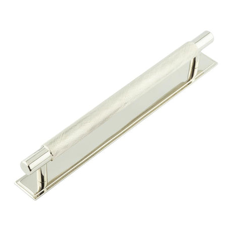 High quality image of Hoxton - Taplow Cabinet Handles 224mm Ctrs Stepped Backplate Polished Nickel Sku. HOX-2060PN-6060PN
