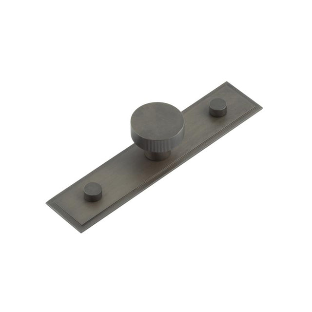 High quality image of Hoxton - Thaxted Cupboard Knobs 30mm Stepped Backplate Dark Bronze Sku. HOX-230DB-6090DB