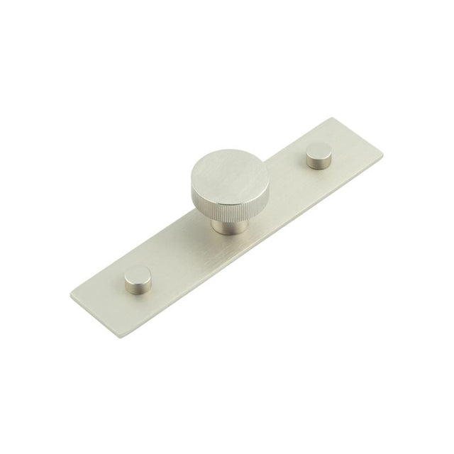 High quality image of Hoxton - Thaxted Cupboard Knobs 30mm Plain Backplate Satin Nickel Sku. HOX-230SN-5090SN