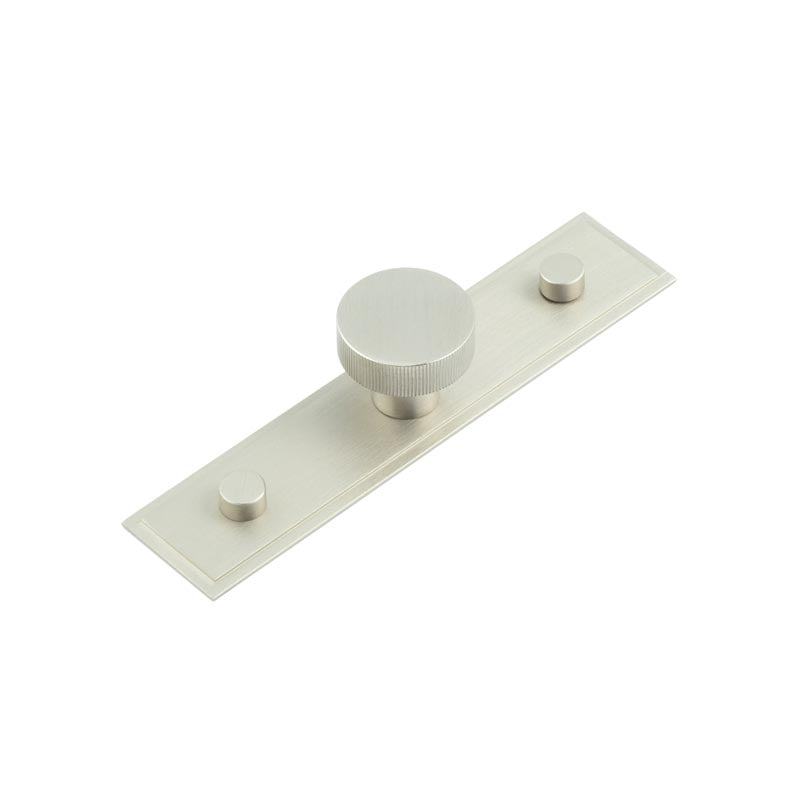 High quality image of Hoxton - Thaxted Cupboard Knobs 30mm Stepped Backplate Satin Nickel Sku. HOX-230SN-6090SN