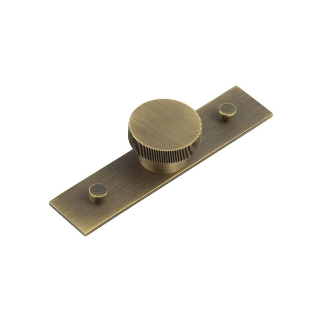 High quality image of Hoxton - Thaxted Cupboard Knobs 40mm Plain Backplate Antique Brass Sku. HOX-240AB-5090AB