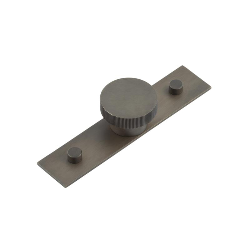 This is an image showing the Frelan - Thaxted Cupboard Knobs 40mm Plain Backplate Dark Bronze available to order from Trade Door Handles in Kendal