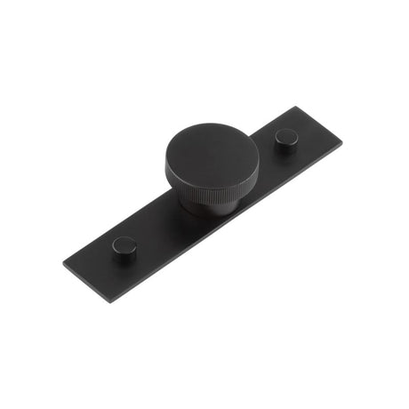 High quality image of Hoxton - Thaxted Cupboard Knobs 40mm Plain Backplate Black Sku. HOX-240MB-5090MB