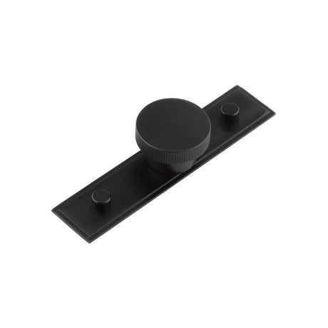 High quality image of Hoxton - Thaxted Cupboard Knobs 40mm Stepped Backplate Black Sku. HOX-240MB-6090MB