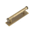 High quality image of Hoxton - Thaxted Cabinet Handles 96mm Ctrs Plain Backplate Antique Brass Sku. HOX-250AB-5050AB