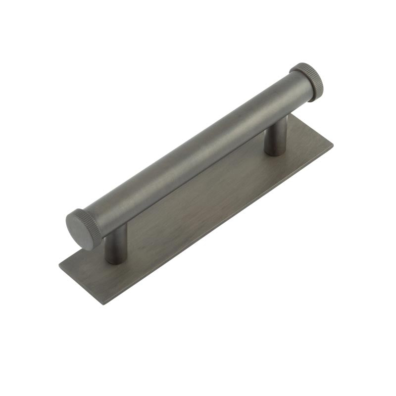 High quality image of Hoxton - Thaxted Cabinet Handles 96mm Ctrs Plain Backplate Dark Bronze Sku. HOX-250DB-5050DB