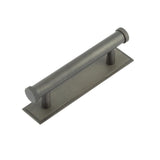 High quality image of Hoxton - Thaxted Cabinet Handles 96mm Ctrs Stepped Backplate Dark Bronze Sku. HOX-250DB-6050DB
