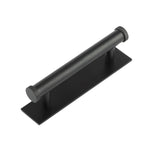High quality image of Hoxton - Thaxted Cabinet Handles 96mm Ctrs Plain Backplate Matt Black Sku. HOX-250MB-5050MB
