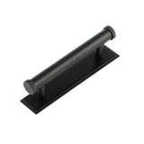 High quality image of Hoxton - Thaxted Cabinet Handles 96mm Ctrs Stepped Backplate Matt Black Sku. HOX-250MB-6050MB