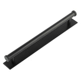 High quality image of Hoxton - Thaxted Cabinet Handles 224mm Ctrs Plain Backplate Matt Black Sku. HOX-260MB-5060MB
