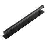 High quality image of Hoxton - Thaxted Cabinet Handles 224mm Ctrs Stepped Backplate Matt Black Sku. HOX-260MB-6060MB