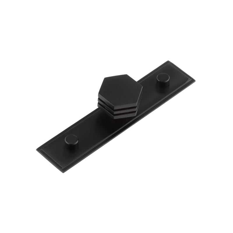 This is an image showing the Frelan - Nile Cupboard Knobs 30mm Stepped Matt Black available to order from Trade Door Handles in Kendal