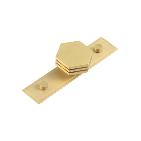 This is an image showing the Frelan - Nile Cupboard Knobs 40mm Stepped Satin Brass available to order from Trade Door Handles in Kendal