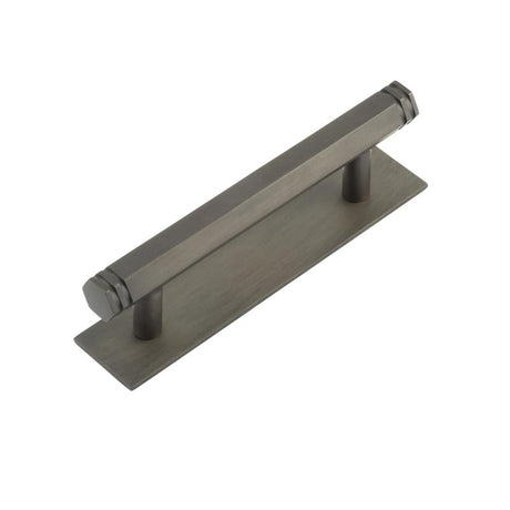 High quality image of Hoxton - Nile Cabinet Handles 96mm Ctrs Plain Backplate Dark Bronze Sku. HOX-350DB-5050DB