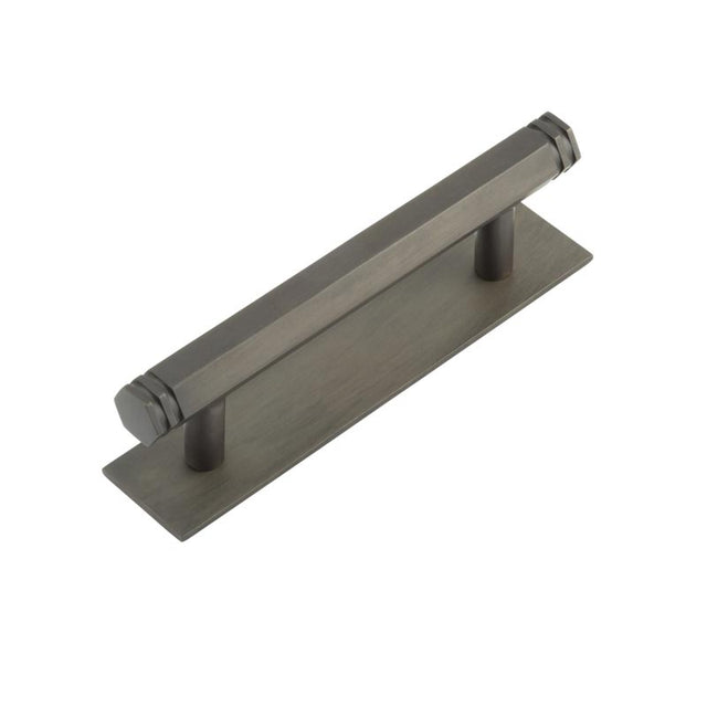 High quality image of Hoxton - Nile Cabinet Handles 96mm Ctrs Plain Backplate Dark Bronze Sku. HOX-350DB-5050DB