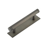 High quality image of Hoxton - Nile Cabinet Handles 96mm Ctrs Stepped Backplate Dark Bronze Sku. HOX-350DB-6050DB