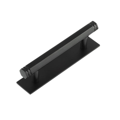 High quality image of Hoxton - Nile Cabinet Handles 96mm Ctrs Plain Backplate Black Sku. HOX-350MB-5050MB