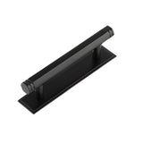 High quality image of Hoxton - Nile Cabinet Handles 96mm Ctrs Stepped Backplate Black Sku. HOX-350MB-6050MB