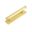 High quality image of Hoxton - Nile Cabinet Handles 96mm Ctrs Plain Backplate Satin Brass Sku. HOX-350SB-5050SB